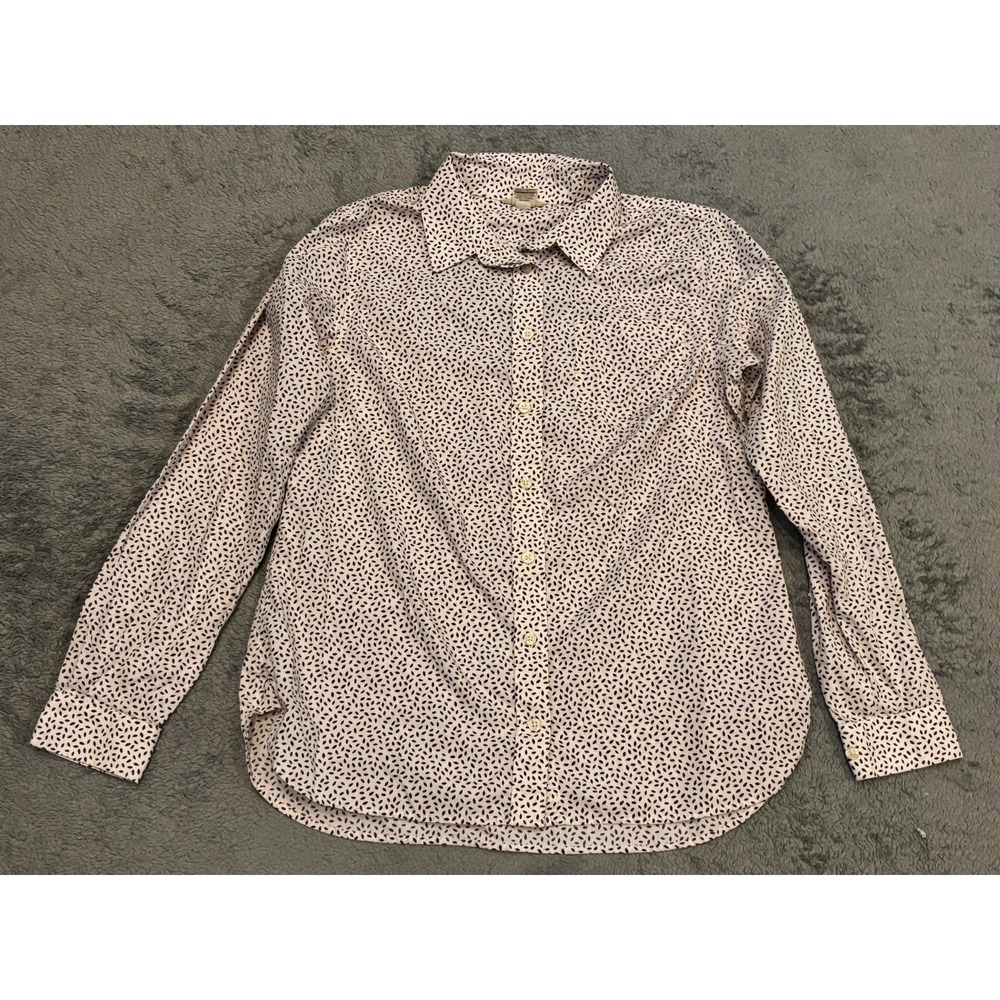 Duluth Trading Shirt Womens Medium White Long Sleeve Geometric Button Top